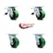 Service Caster 4 Inch Green Poly on Steel Caster Set with Roller Bearing 2 Total Lock Brake SCC SCC-TTL30S420-PUR-GB-2-S-2 - alternate 2